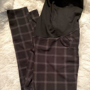 Maternity Plaid Work Pants Leggings